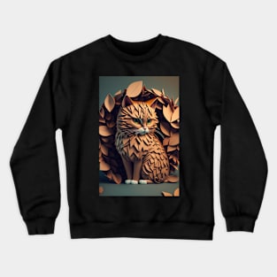 Cool cat portrait Paper art style Crewneck Sweatshirt